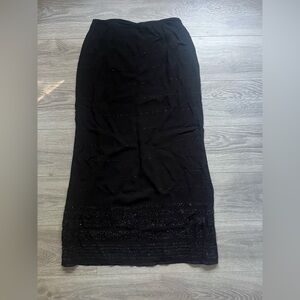 Vintage Andrea Polizzi for Rex Lester Black Maxi Skirt Beaded Slit Size 10 Glam